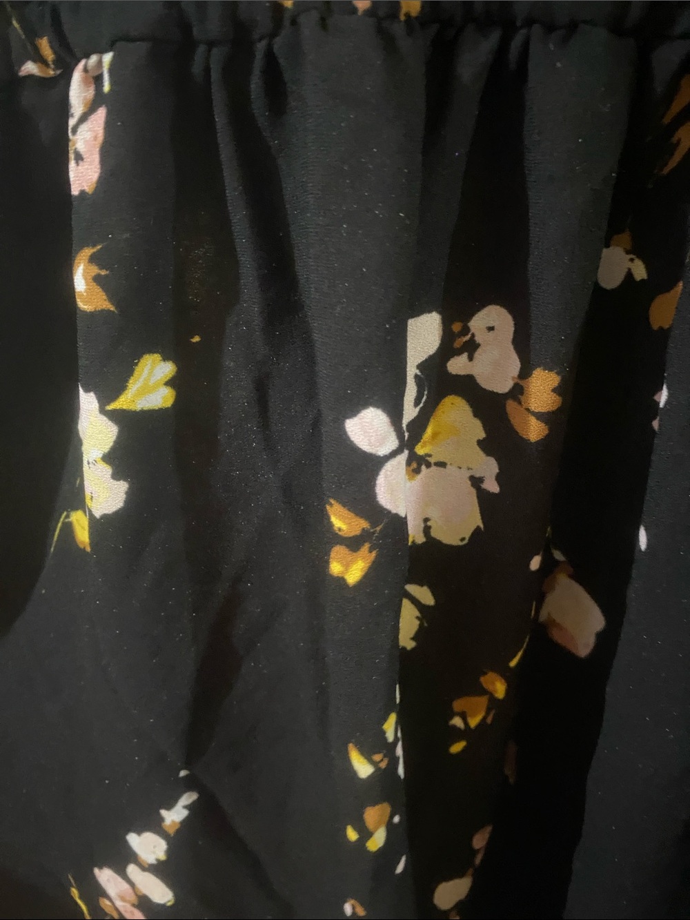 LC Lauren Conrad Black Floral Cap-Sleeve Tie-Neck Dress - Picture 4 of 6